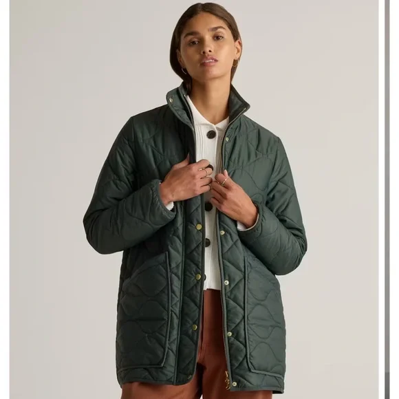 Quince Featherless Quilted Long Puffer Jacket Vendant Pine NWT Women’s Large